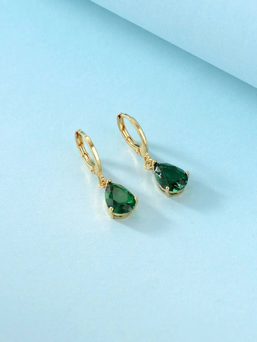 Crystal Clear Earrings (Green)