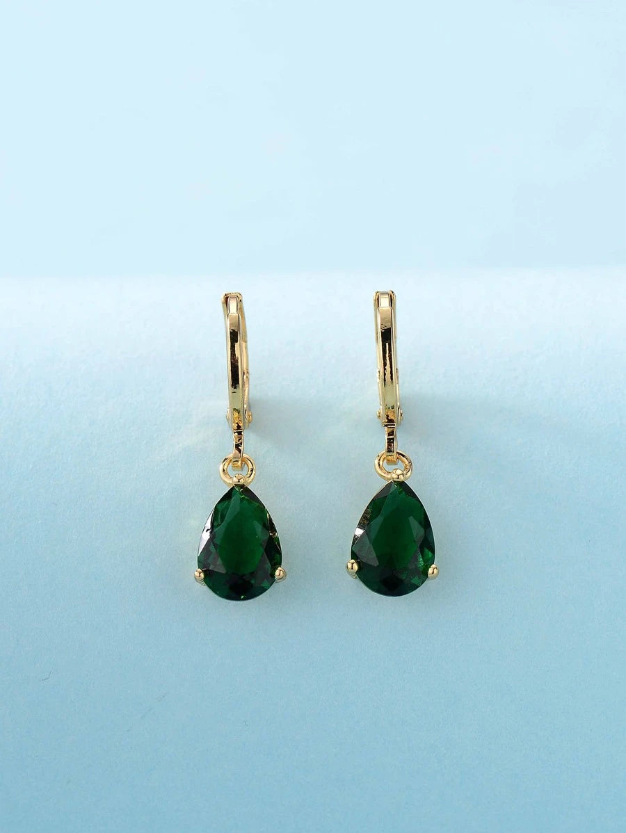 Crystal Clear Earrings (Green)