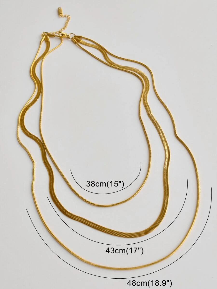 Triple Steel Necklace (Gold)