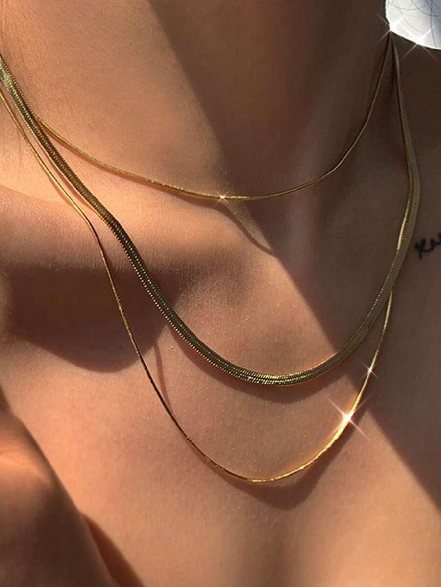 Triple Steel Necklace (Gold)