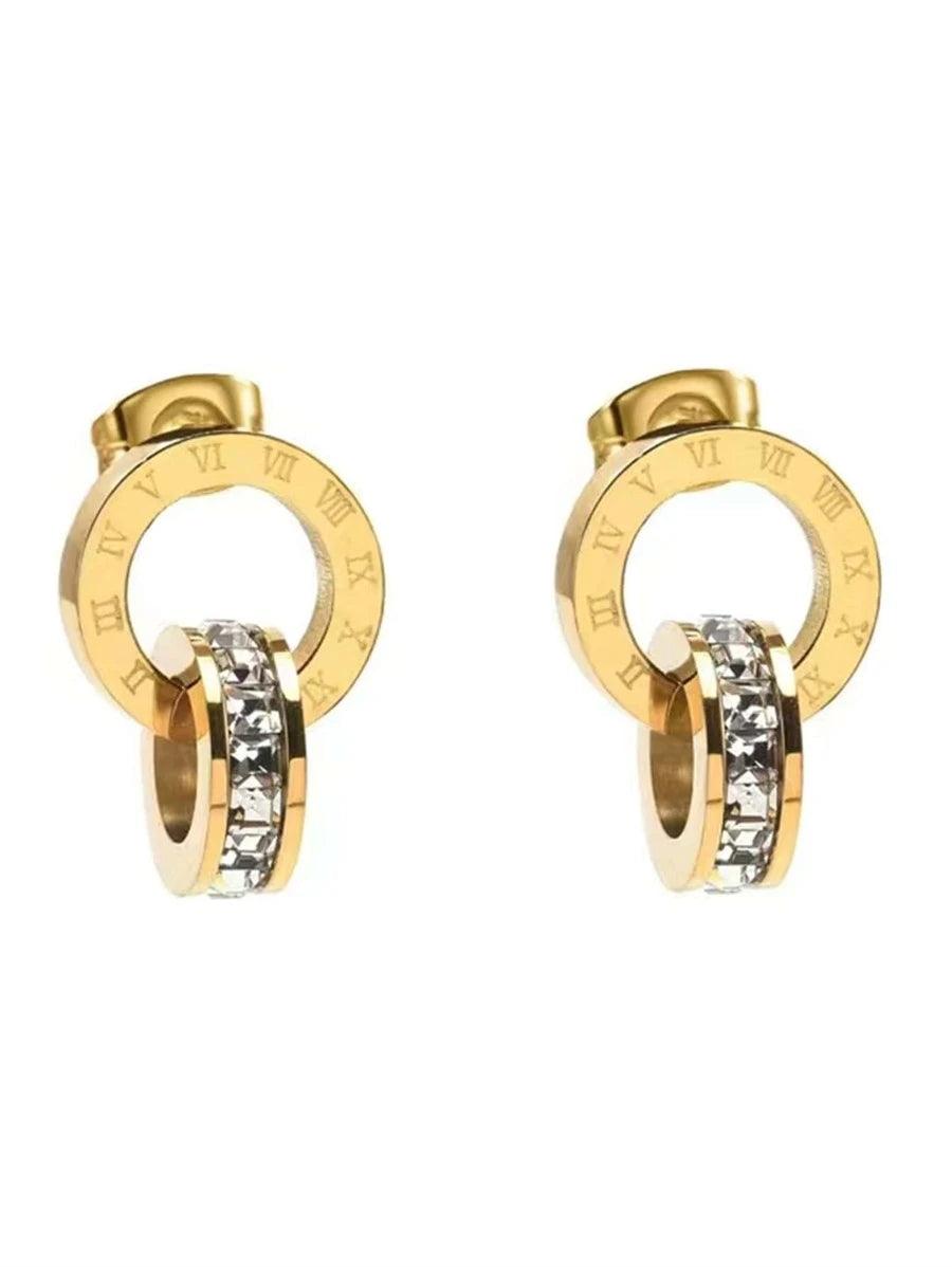 Double Roman Hoops (Gold) - Muse Jewelry