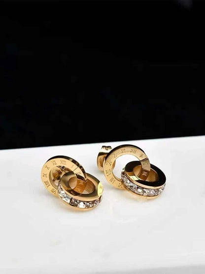 Double Roman Hoops (Gold) - Muse Jewelry