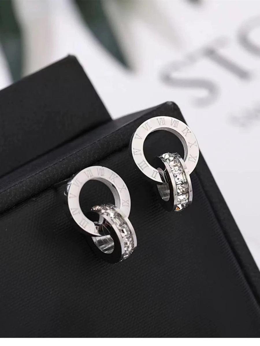 Double Roman Hoops (Silver) - Muse Jewelry