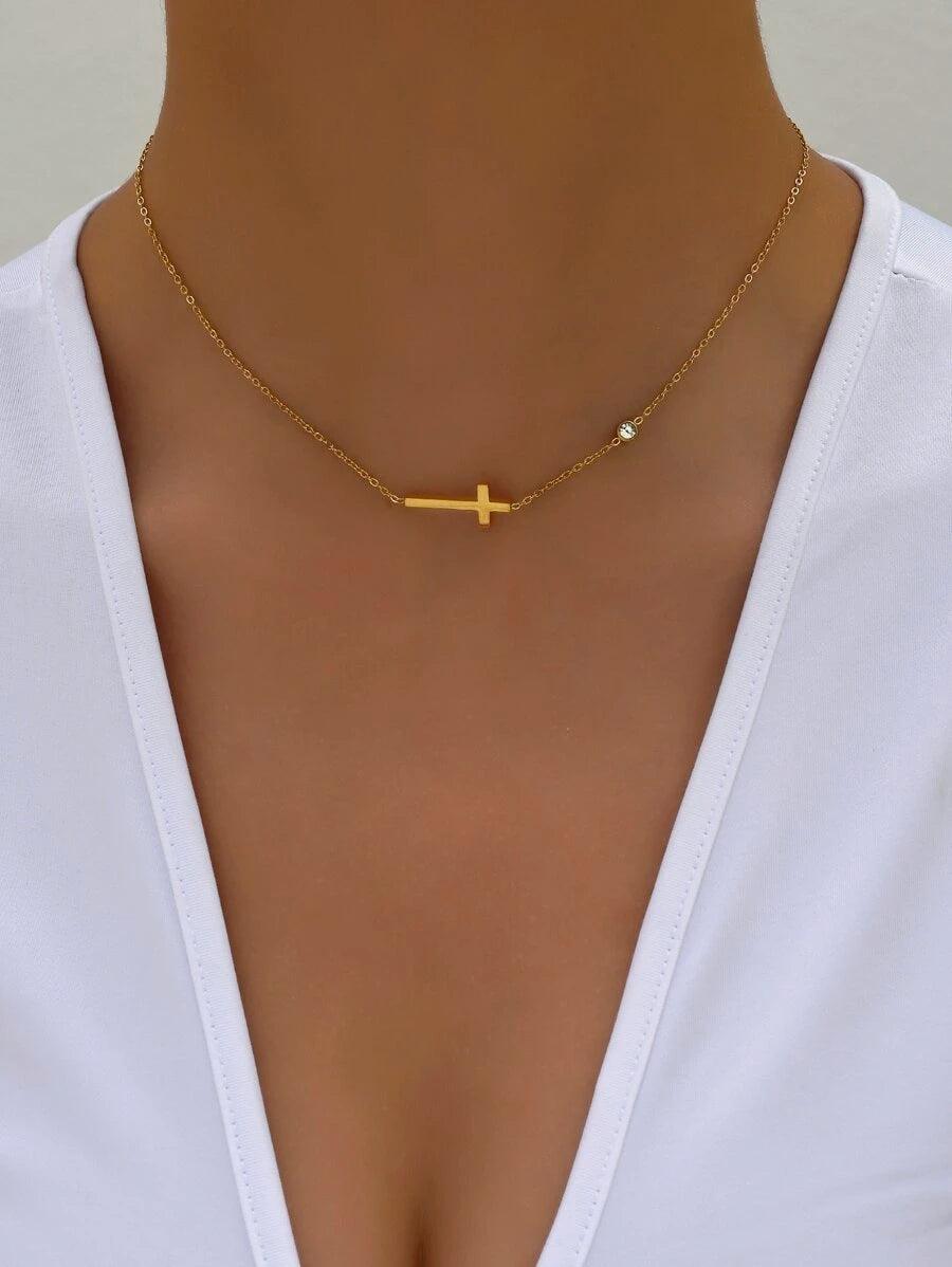 Side Cross Necklace