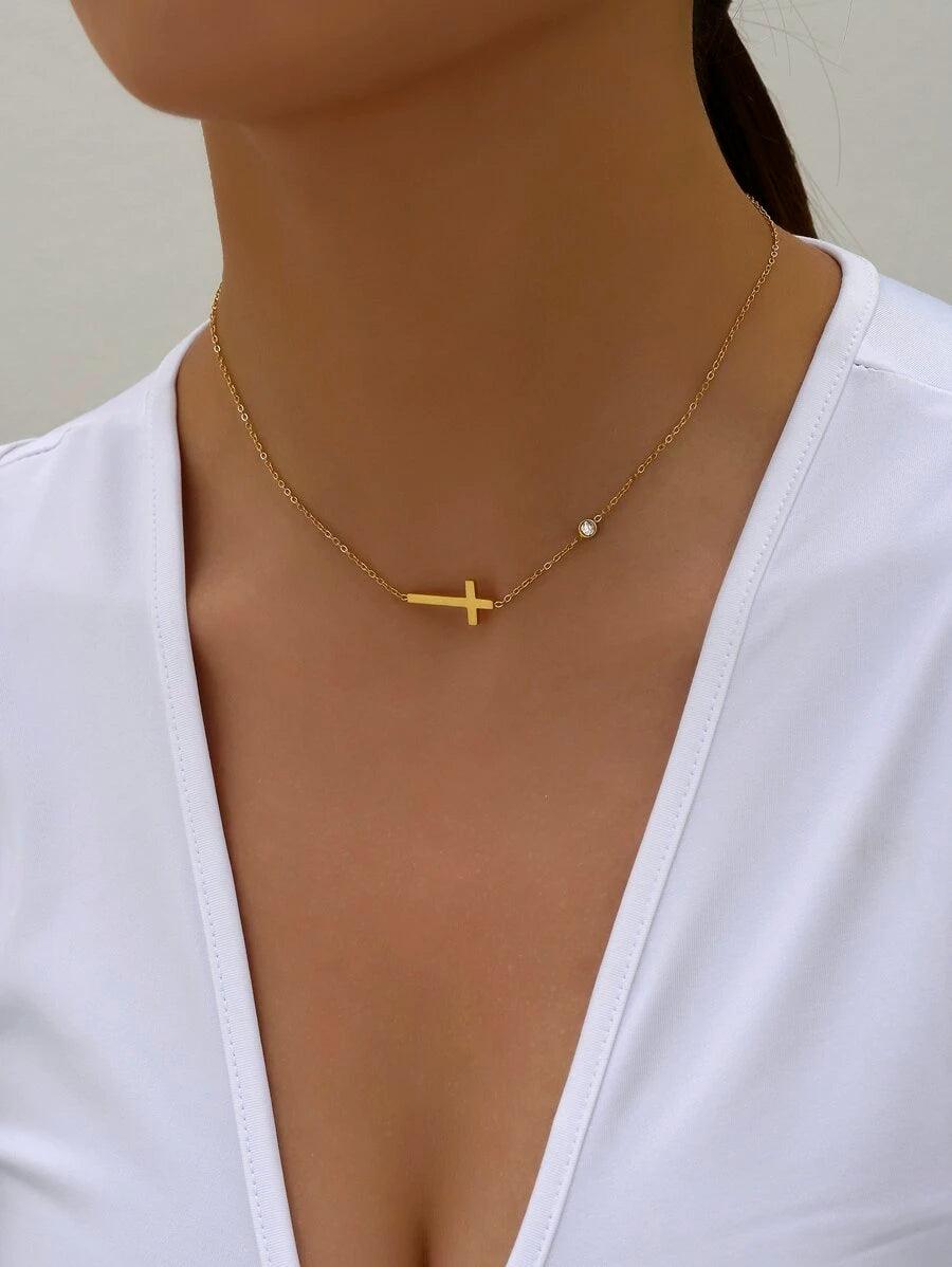 Side Cross Necklace