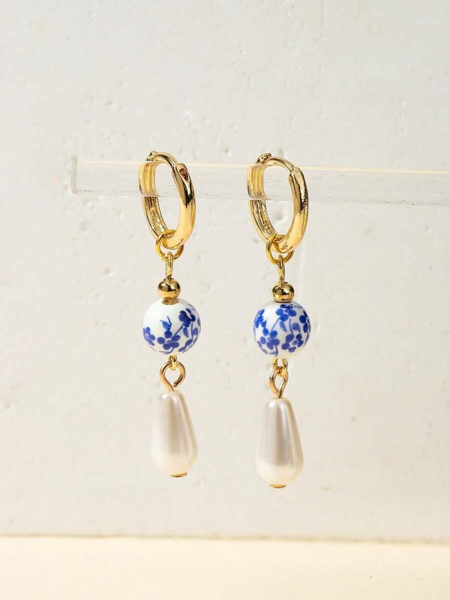 Blue &amp; White Pearl Earrings - Muse Jewelry